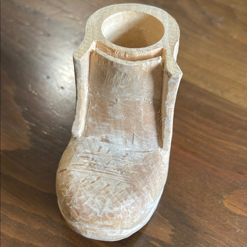 Hand Carved Wooden Boot Decor - Picture 1 of 6